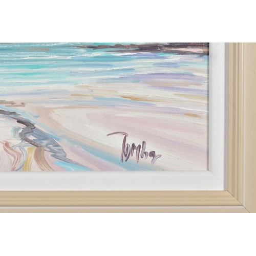 402 - TOM BARRON (BRITISH CONTEMPORARY) 'SUMMER LIGHT, SANNA BAY', a Scottish coastal landscape, signed bo... 