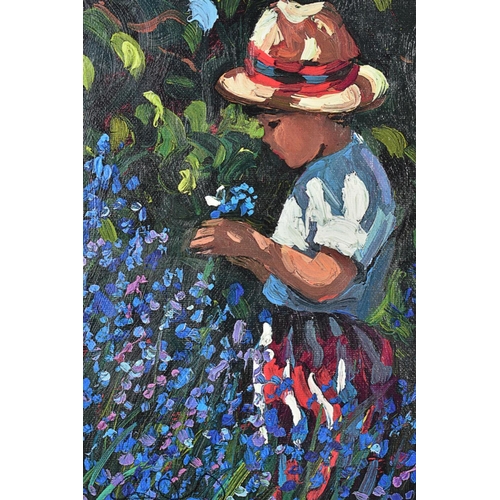 403 - SHERREE VALENTINE DAINES (BRITISH 1959) 'PICKING BLUEBELLS', a limited edition print on board 54/195... 