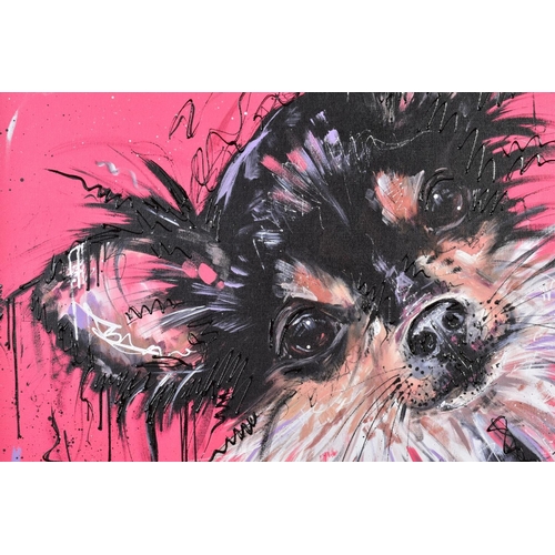 409 - SAMANTHA ELLIS (BRITISH 1992) 'BECAUSE I'M WORTH IT', an artist proof print on board of a terrier do... 