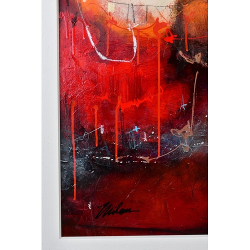 430 - JOHN AND ELLI MILAN (AMERICAN CONTEMPORARY) 'URBAN PERCEPTION III', an abstract composition, signed ... 