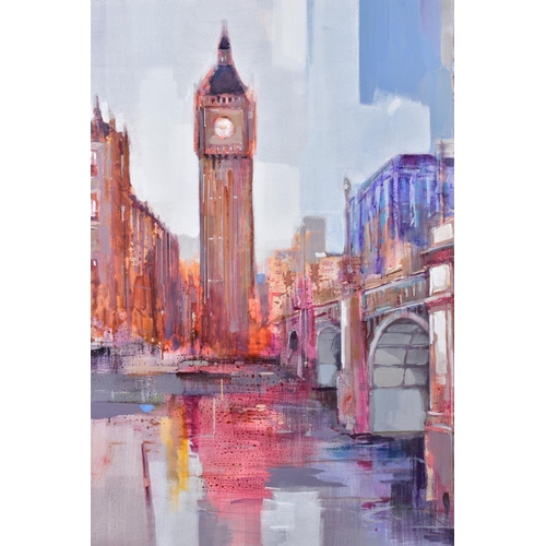 432 - DAVID ESCARABAJAL (SPANISH 1974) 'BIG BEN, LONDON', an impressionist cityscape, signed bottom left, ... 