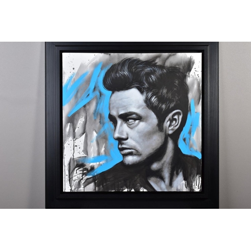 433 - JEN ALLEN (BRITISH 1979) 'JAMES DEAN V', a portrait of the iconic movie star, signed bottom left, ac... 