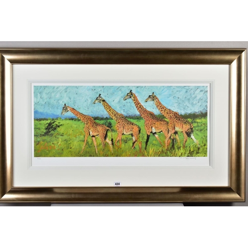 434 - ROLF HARRIS (AUSTRALIAN 1931) 'FOUR GIRAFFES', a limited edition print 84/195, signed to lower margi... 