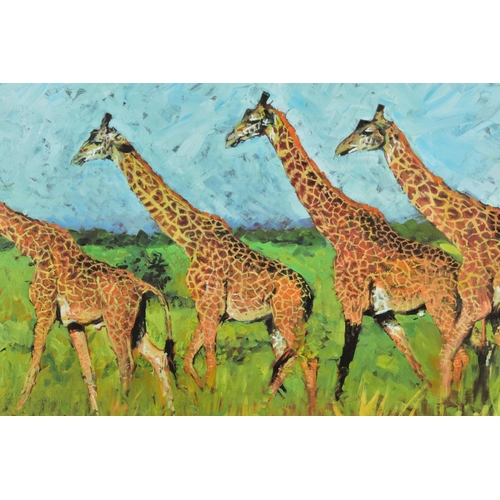 434 - ROLF HARRIS (AUSTRALIAN 1931) 'FOUR GIRAFFES', a limited edition print 84/195, signed to lower margi... 