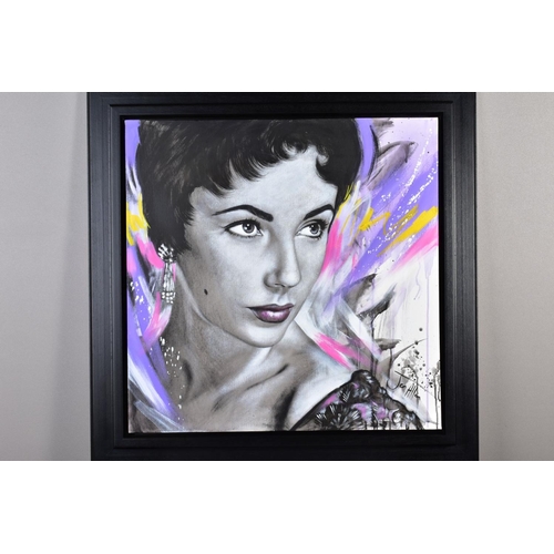 436 - JEN ALLEN (BRITISH 1979) 'ELIZABETH TAYLOR III', an portrait of the iconic film star, signed lower r... 