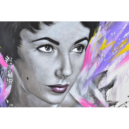 436 - JEN ALLEN (BRITISH 1979) 'ELIZABETH TAYLOR III', an portrait of the iconic film star, signed lower r... 