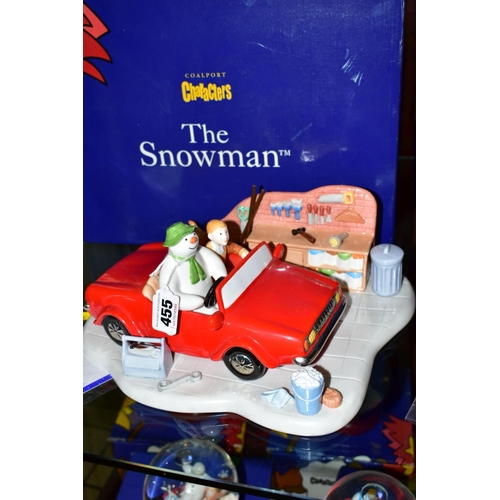 455 - A BOXED LIMITED EDITION COALPORT THE SNOWMAN CHARACTER FIGURE GROUP, 'Off we Go' No 204/500 exclusiv... 