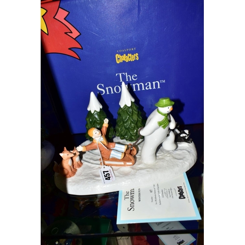 457 - A BOXED LIMITED EDITION COALPORT THE SNOWMAN CHARACTER FIGURE GROUP, 'Winter Fun' No 67/1500 exclusi... 