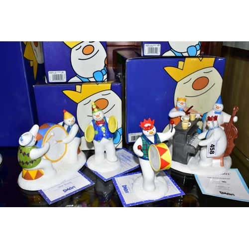 458 - FOUR BOXED LIMITED EDITION COALPORT THE SNOWMAN CHARACTER FIGURES/GROUPS, 'The Band Plays On' No 120... 