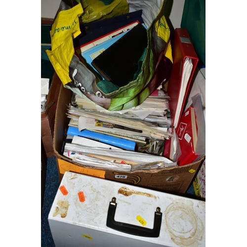 479 - TWO BOXES AND A BAG OF STAMPS, loose in packets and in numerous albums, (good sorter)