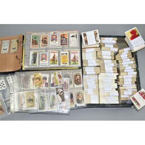 495 - AN ALBUM AND LOCK SPRING BOX containing an eclectic mix of Will's cigarette cards, some of high indi... 