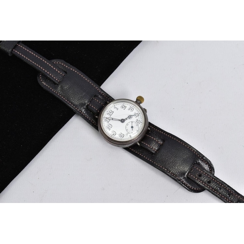 5 - A SILVER BORGEL CASED WATCH HEAD, white enamel dial with Roman numeral hour markers and subsidiary s... 