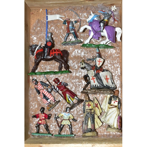 526 - TWO UNBOXED BRITAINS SWOPPET 15TH CENTURY MOUNTED KNIGHTS, with Standard (1450) and Attacking (1452)... 