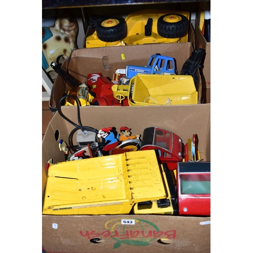 543 - A QUANTITY OF ASSORTED PRESSED STEEL AND OTHER TOYS, to include Tri-ang Rocker Dumper, Marx Truck Mo... 