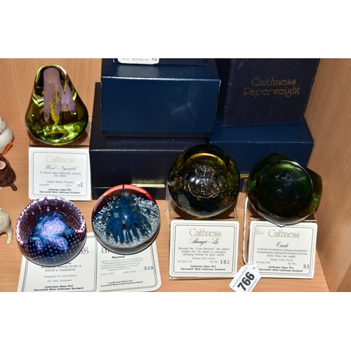 766 - FOUR BOXED CAITHNESS LIMITED EDITION PAPERWEIGHTS, 'Oracle' No93/500, 'Shangri-La' No102/150, 'Nomad... 