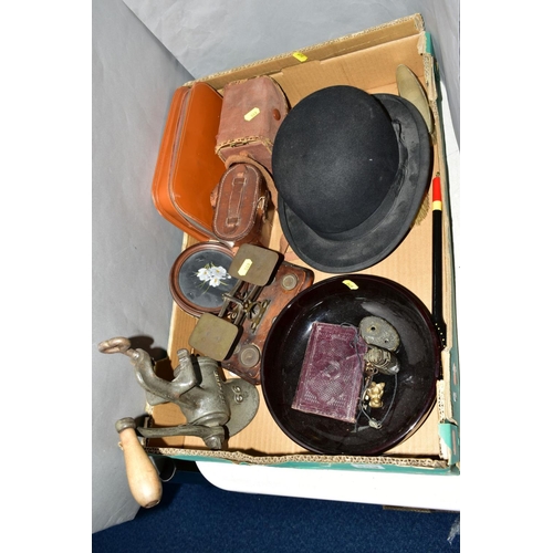 849 - A QUANTITY OF MISCELLANEOUS ITEMS, to include bowler hat by Henry Heath Ltd, Oxford Street, London, ... 