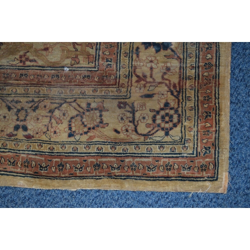 1684 - A LATE 19TH/EARLY 20TH CENTURY TURKISH SILK RUG, in poor condition, pink and ivory ground, central m... 