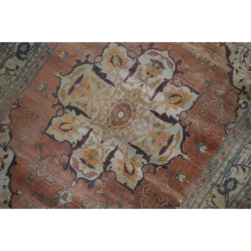 1684 - A LATE 19TH/EARLY 20TH CENTURY TURKISH SILK RUG, in poor condition, pink and ivory ground, central m... 