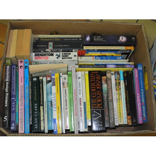 452 - SEVEN BOXES OF BOOKS, to include car manuals, Penguin paperback, etc