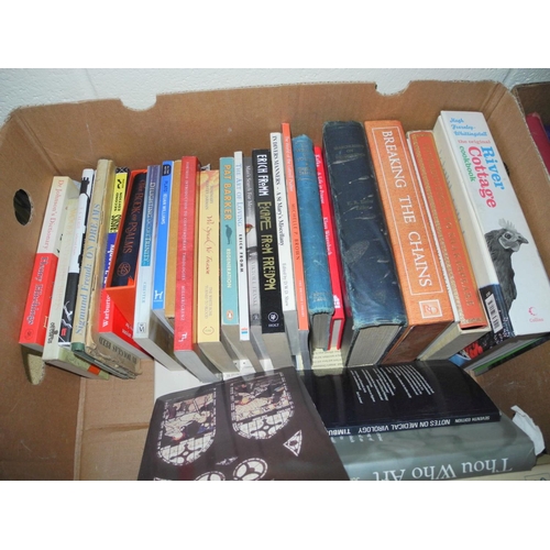 587 - NINE BOXES OF BOOKS, of various subjects, 'History of Technology', five volumes, religious studies e... 