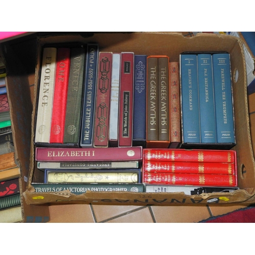 592 - FIVE BOXES OF BOOKS, to include Folio Society 'Wonders of the World', 'The Greek Myths I & II', 'ven... 