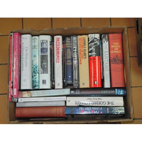 627 - EIGHT BOXES OF BOOKS, relating to War, Military, etc