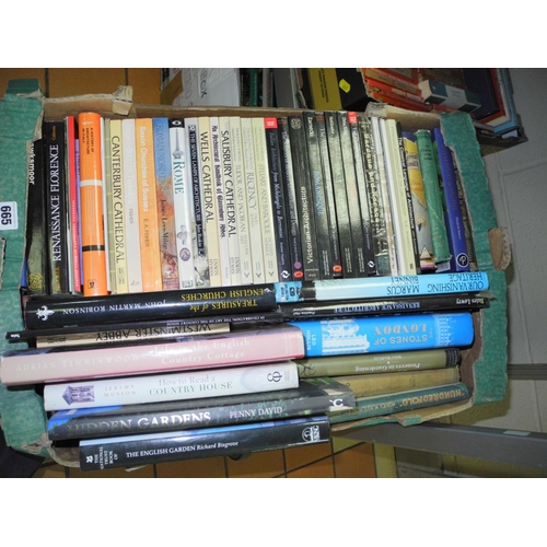 665 - FOUR BOXES OF BOOKS including hardbacks, paperbacks, caking interest, garden interest, novels etc