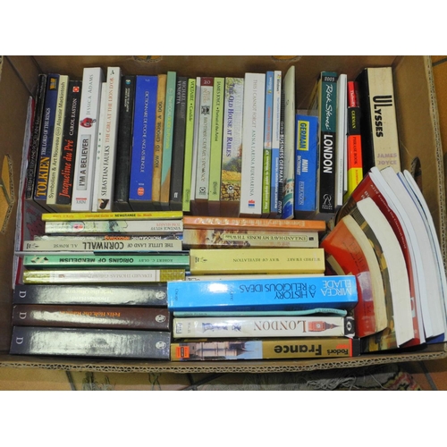 452 - SEVEN BOXES OF BOOKS, to include car manuals, Penguin paperback, etc