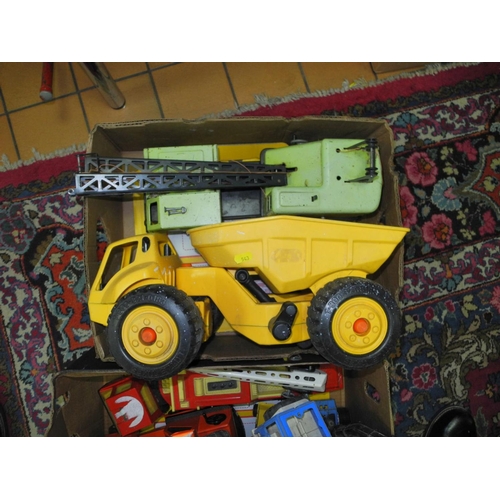 543 - A QUANTITY OF ASSORTED PRESSED STEEL AND OTHER TOYS, to include Tri-ang Rocker Dumper, Marx Truck Mo... 