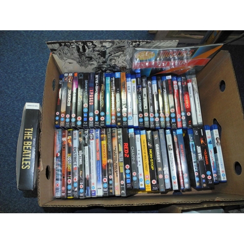 904 - SIX BOXES AND LOOSE OF CERAMICS, DVD'S, PICTURES etc, to include a collection of ceramic and resin d... 