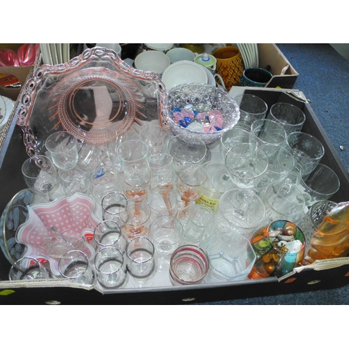 906 - SIX BOXES AND LOOSE TEAWARES, GLASSWARES, etc