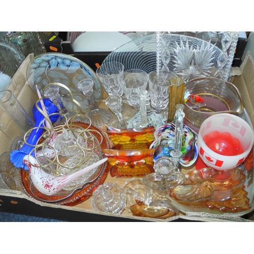 906 - SIX BOXES AND LOOSE TEAWARES, GLASSWARES, etc