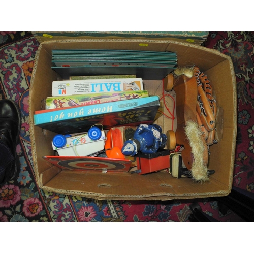 544 - A QUANTITY OF ASSORTED TOYS, GAMES AND DOLLS, etc, to include board and card games, jigsaw (contents... 