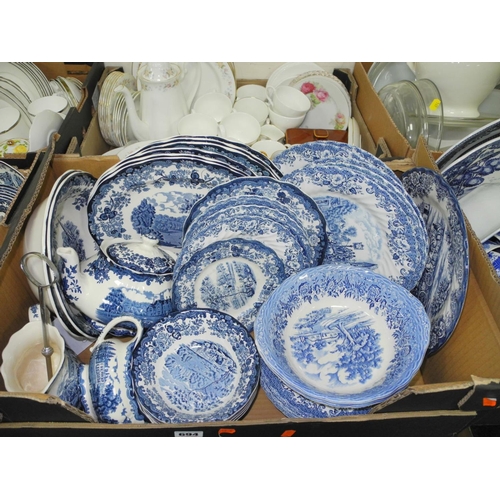 694 - SIX BOXES OF TEA/DINNER WARES, to include Spode 'Italian' (23), Palissy 'Avon Scenes' (over 80 piece... 