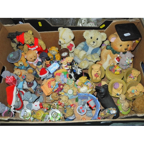 932 - THREE BOXES AND LOOSE OF CUT GLASSWARE, BRADFORD EXCHANGE CABINET PLATES, RESIN TEDDIES etc to inclu... 