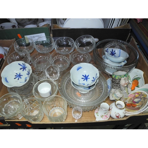 938 - FIVE BOXES AND LOOSE OF CERAMICS AND GLASSWARES, to include Poole pottery, Royal Worcester 'Evesham'... 