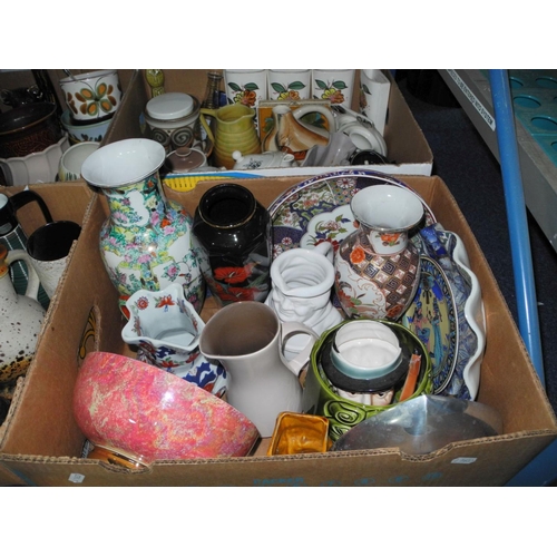 939 - SIX BOXES OF CERAMICS etc to include Studio Pottery, Sylvac vase No 1149, Scheurich 670-20 vase, lam... 