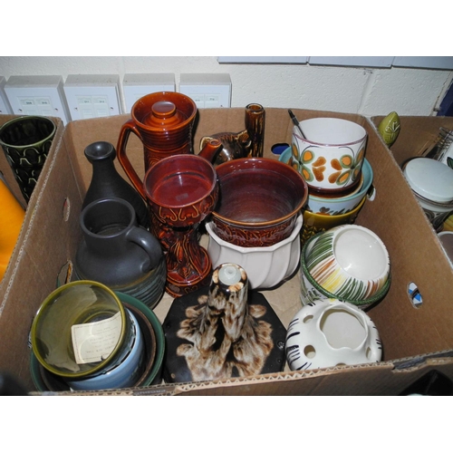 939 - SIX BOXES OF CERAMICS etc to include Studio Pottery, Sylvac vase No 1149, Scheurich 670-20 vase, lam... 