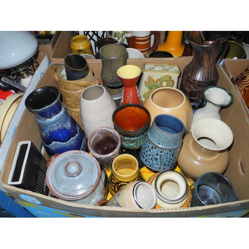 939 - SIX BOXES OF CERAMICS etc to include Studio Pottery, Sylvac vase No 1149, Scheurich 670-20 vase, lam... 