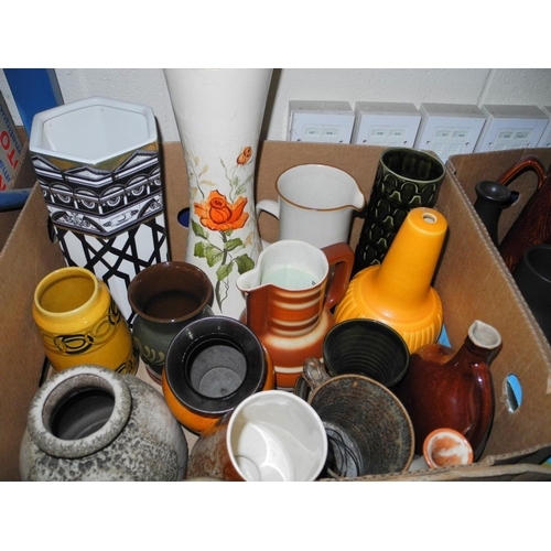 939 - SIX BOXES OF CERAMICS etc to include Studio Pottery, Sylvac vase No 1149, Scheurich 670-20 vase, lam... 