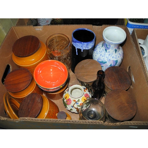 953 - SIX BOXES OF CERAMICS AND GLASSWARE, including Hornsea 'Safron', H.J.Wood Indian tree vase, West Ger... 