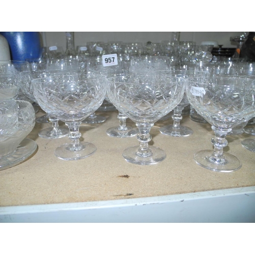 957 - A COLLECTION WEBB CORBETT GLASSWARE, to include hock glasses, wine glasses, sherry glasses, champagn... 