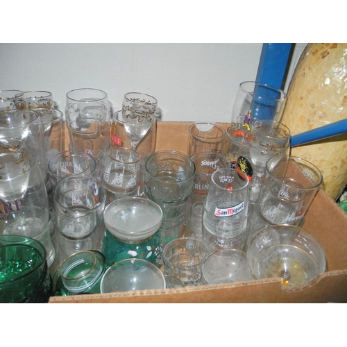 977 - SIX BOXES OF SUNDRY ITEMS, including Murano glass animals, assorted wine glasses, water glasses etc,... 