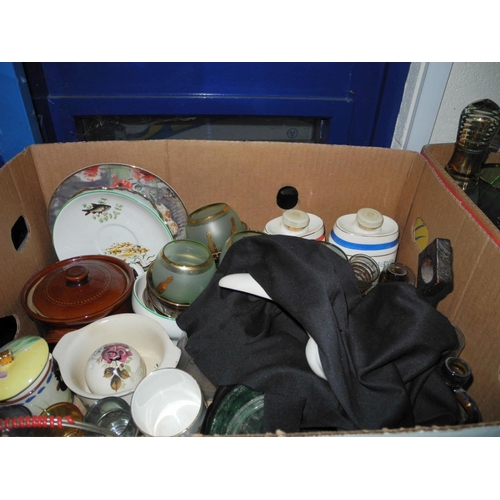 977 - SIX BOXES OF SUNDRY ITEMS, including Murano glass animals, assorted wine glasses, water glasses etc,... 