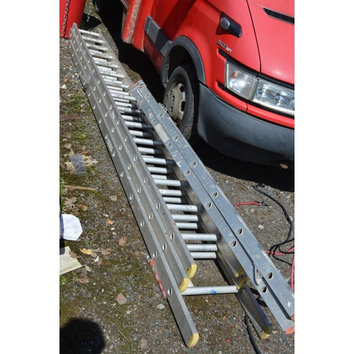 108 - AN ALUMINIUM TRIPLE EXTENSION LADDER, and a smaller double extension ladder (2)