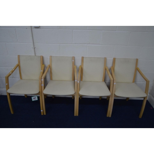 1379 - A SET OF FOUR SCOVBY BEECH ARMCHAIRS