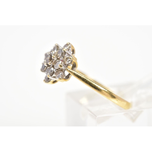 20 - AN 18CT DIAMOND CLUSTER RING, designed as a tiered cluster of brilliant cut diamonds, estimated tota... 