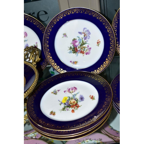 259 - A SEVRES PORCELAIN GILT METAL TWIN HANDLED MOUNTED COMPORT, with handpainted floral decoration, heig... 