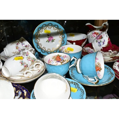 263 - VARIOUS TEAWARES, to include part Coalport 'Rosemary' teaset, (milk jug, sugar bowl, two different s... 