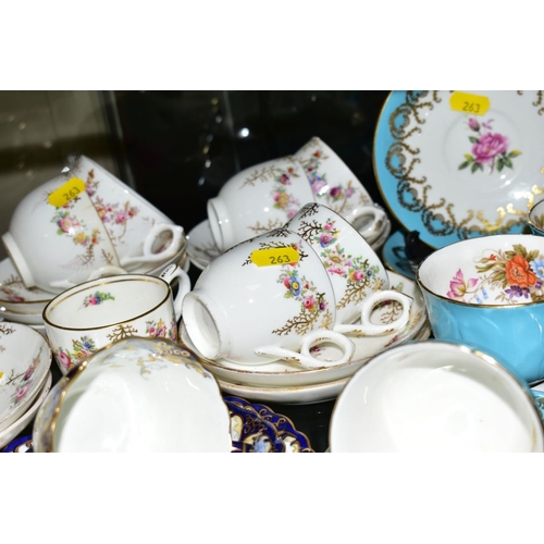 263 - VARIOUS TEAWARES, to include part Coalport 'Rosemary' teaset, (milk jug, sugar bowl, two different s... 